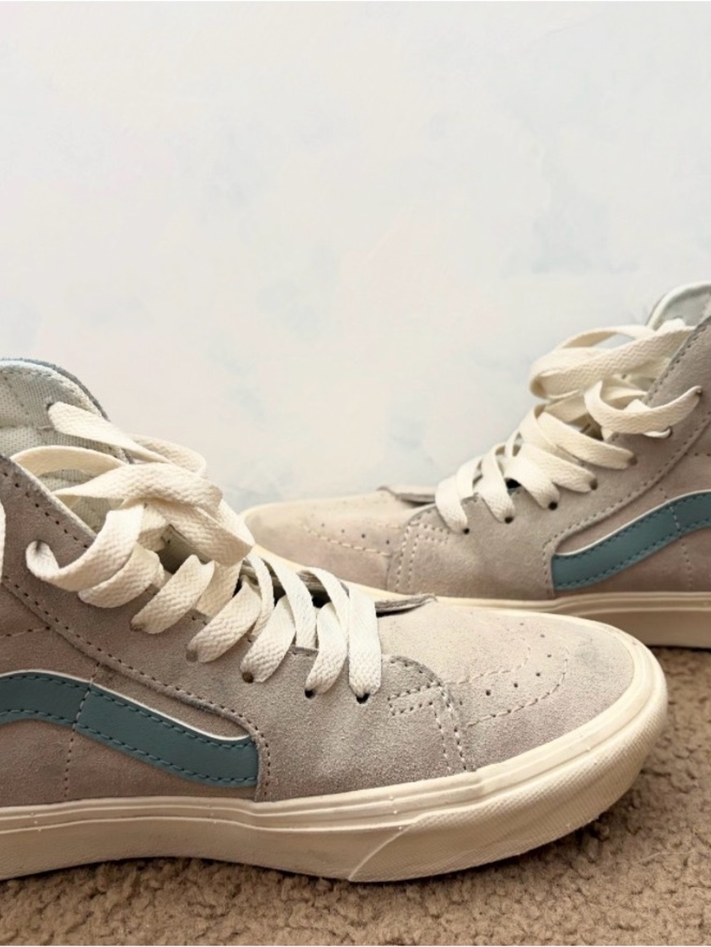 Vans Gray and light blue Suede High-Top Sneakers